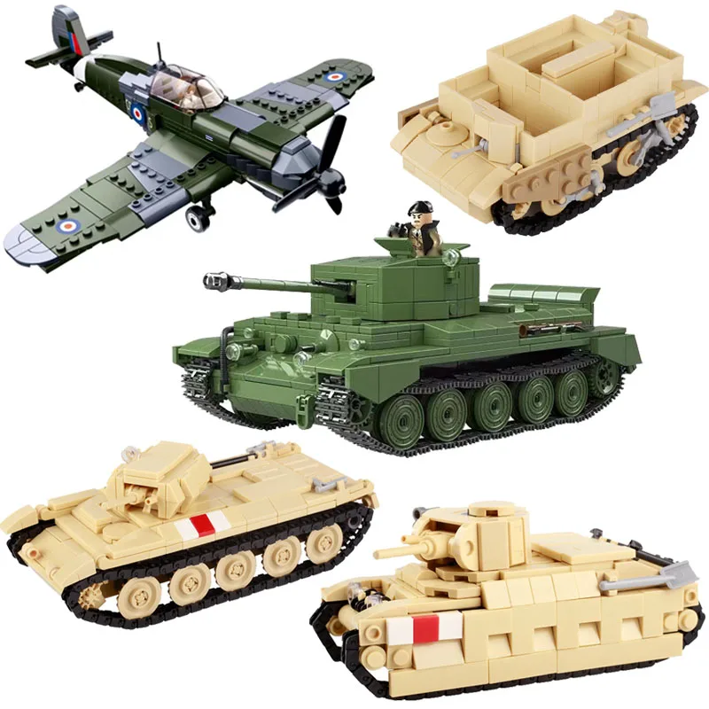 Ww2 Military British Mathilda Tank Building Blocks Armor Vehicles Car Plane Army Soldier Figures Police Arma Mattoni Giocattoli Per Bambini