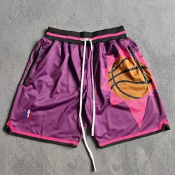 TRILLEST Purple Sun Printed Basketball Shorts with Zipper Pockets Devin Booker Durant Street Style Sports Pants Beach Summer