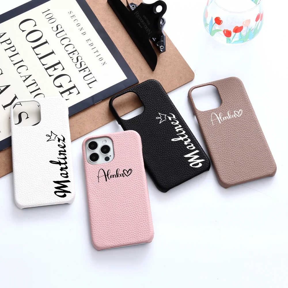 

Custom Crown Personalized Font Leather Phone Case for iPhone 13 Pro Max 12 13 11 12 Pro Max X XR XS Max 7 8 Plus SE 2020 Cover