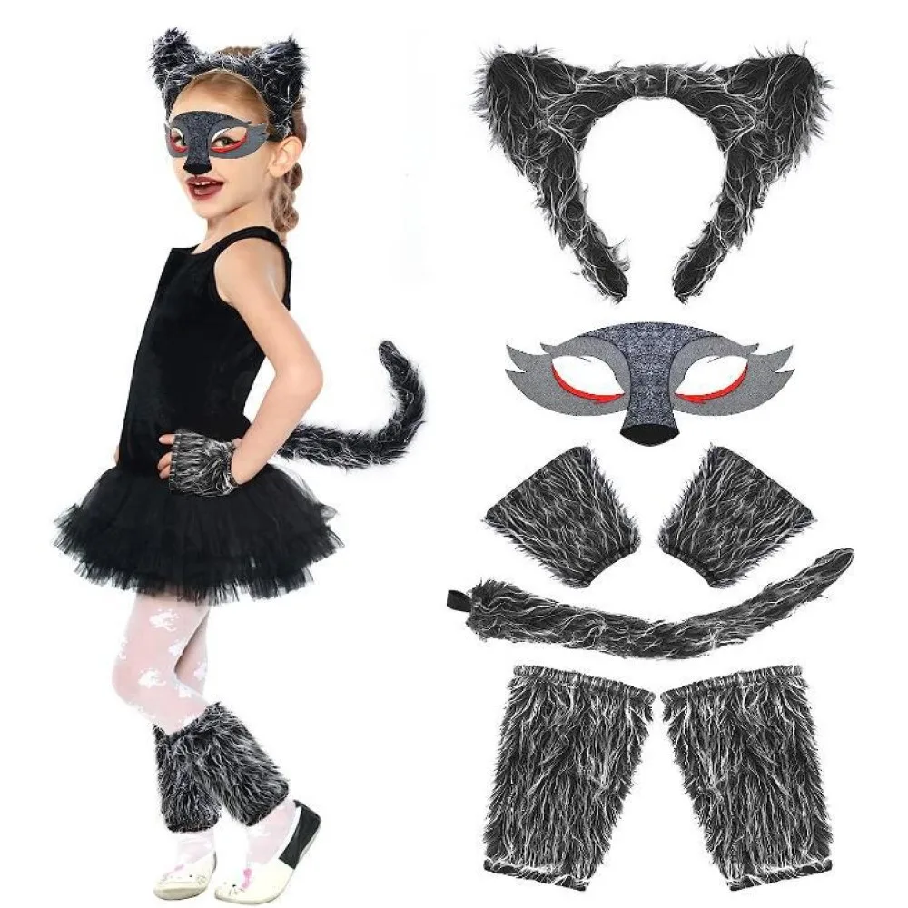 Fantasia de lobisomem lobo com bandana, luvas, orelhas e caudas para  homens, mulheres, crianças, meninos, meninas, tudo em um vestido de  Halloween - AliExpress, image size:1000x1000