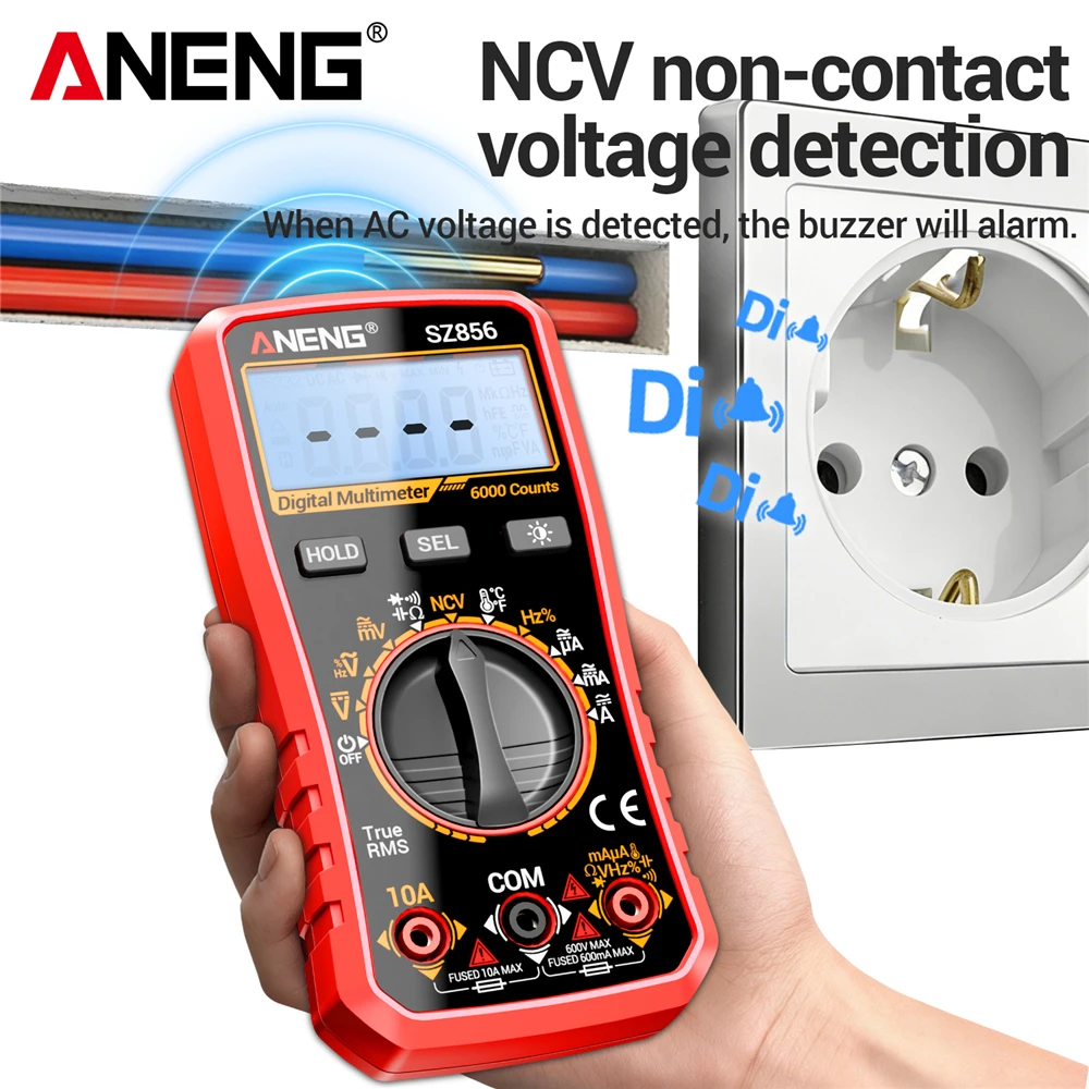 다기능 멀티미터 디지털 고정밀 AC/DC NCV 비접촉 전압 전류 온도 DIY 테스터 도구 ANENG SZ856