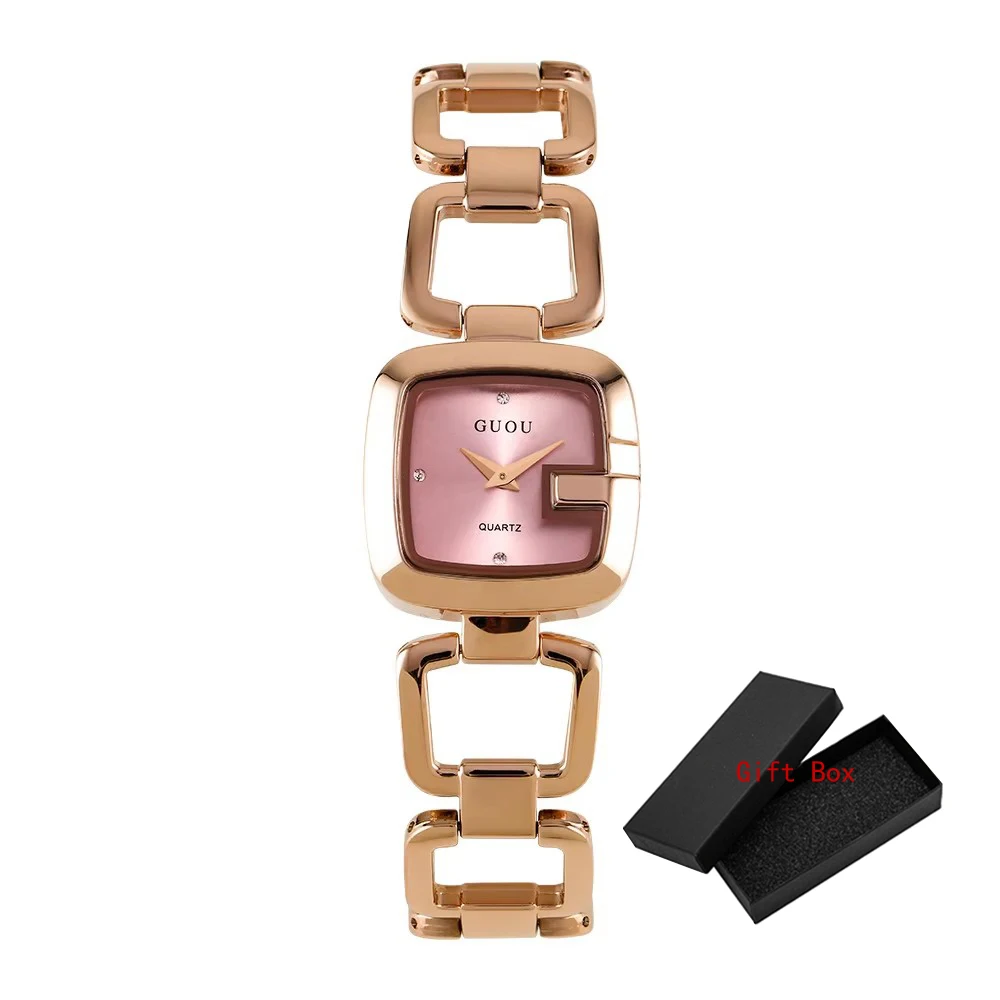 موضة 2023 Guou ساعة مربعة صغيرة مربعة سوار فولاذي...