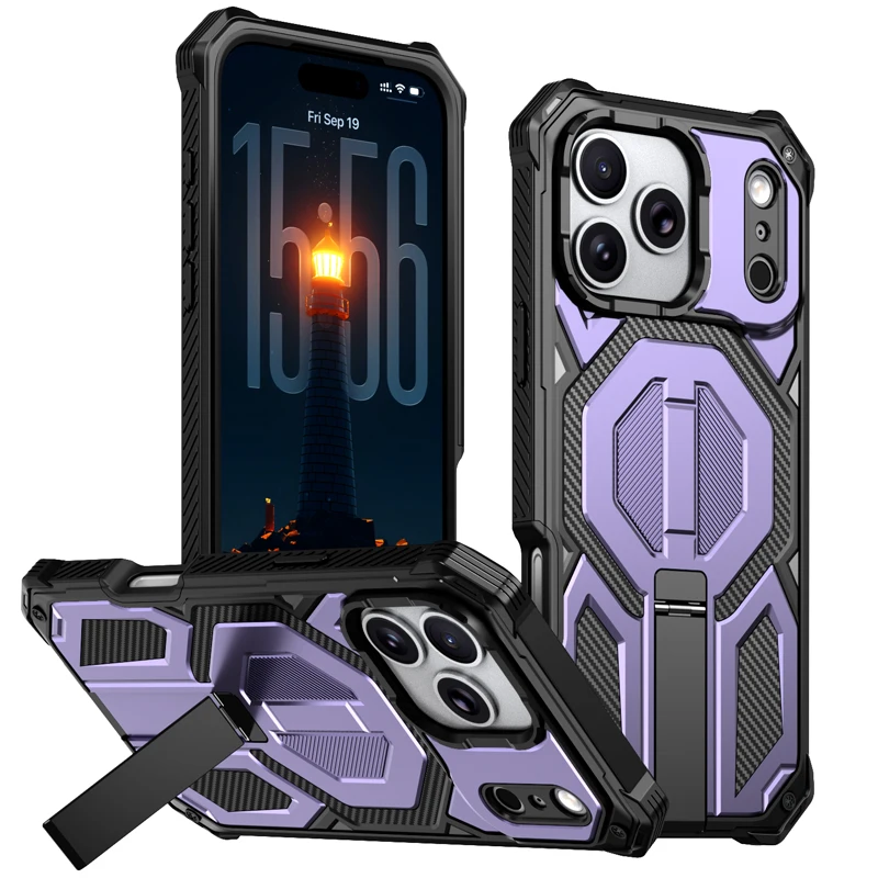 ELVEV Magnetic Rugged Armor Shockproof Phone Case with Bracket