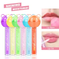 24Pcs 2 IN 1 Lip Balm Lip Oil Set Lollipop Fruit Flavored Transparent Natural Moisturizing Lip Gloss Girls Lips Care Bulk 2