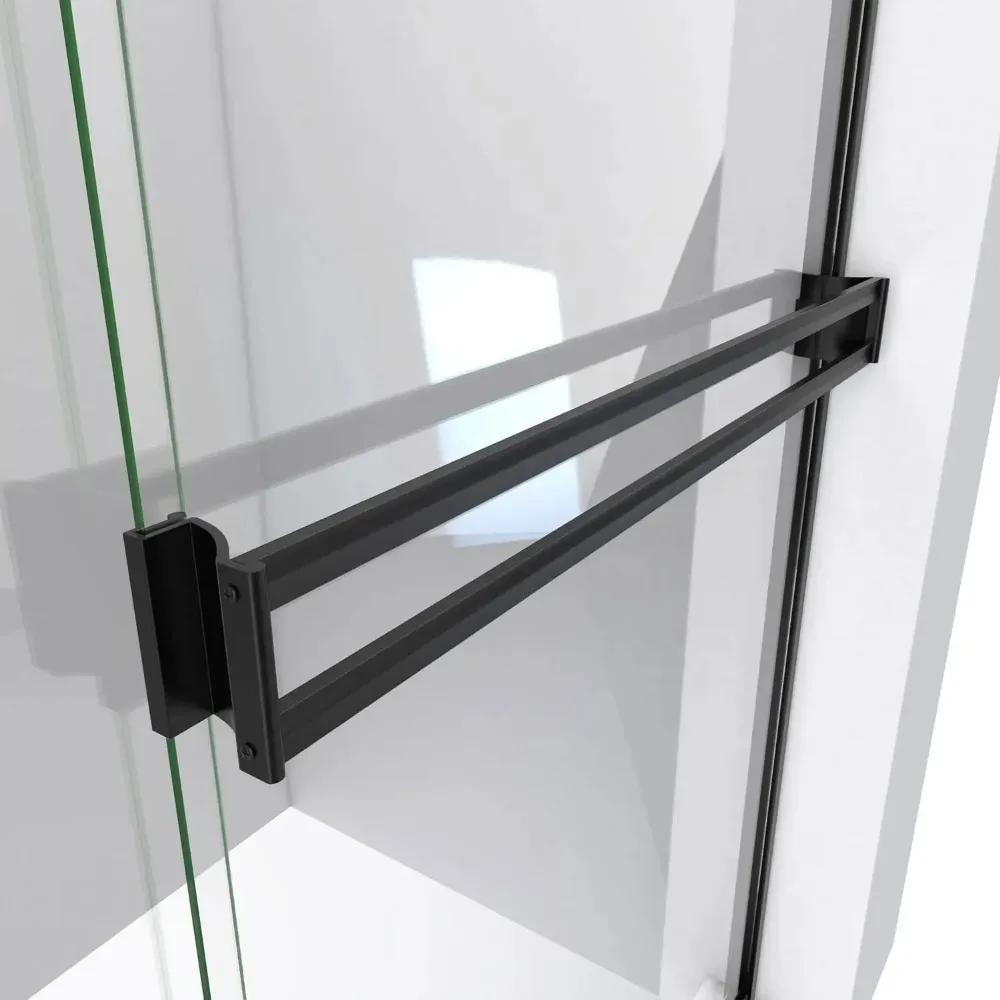 Alliance Pro BG 56-60 in. W x 70 3/8 in. H Semi-Frameless Sliding Shower Door in Matte Black and Clear Glass, glass shower door 5