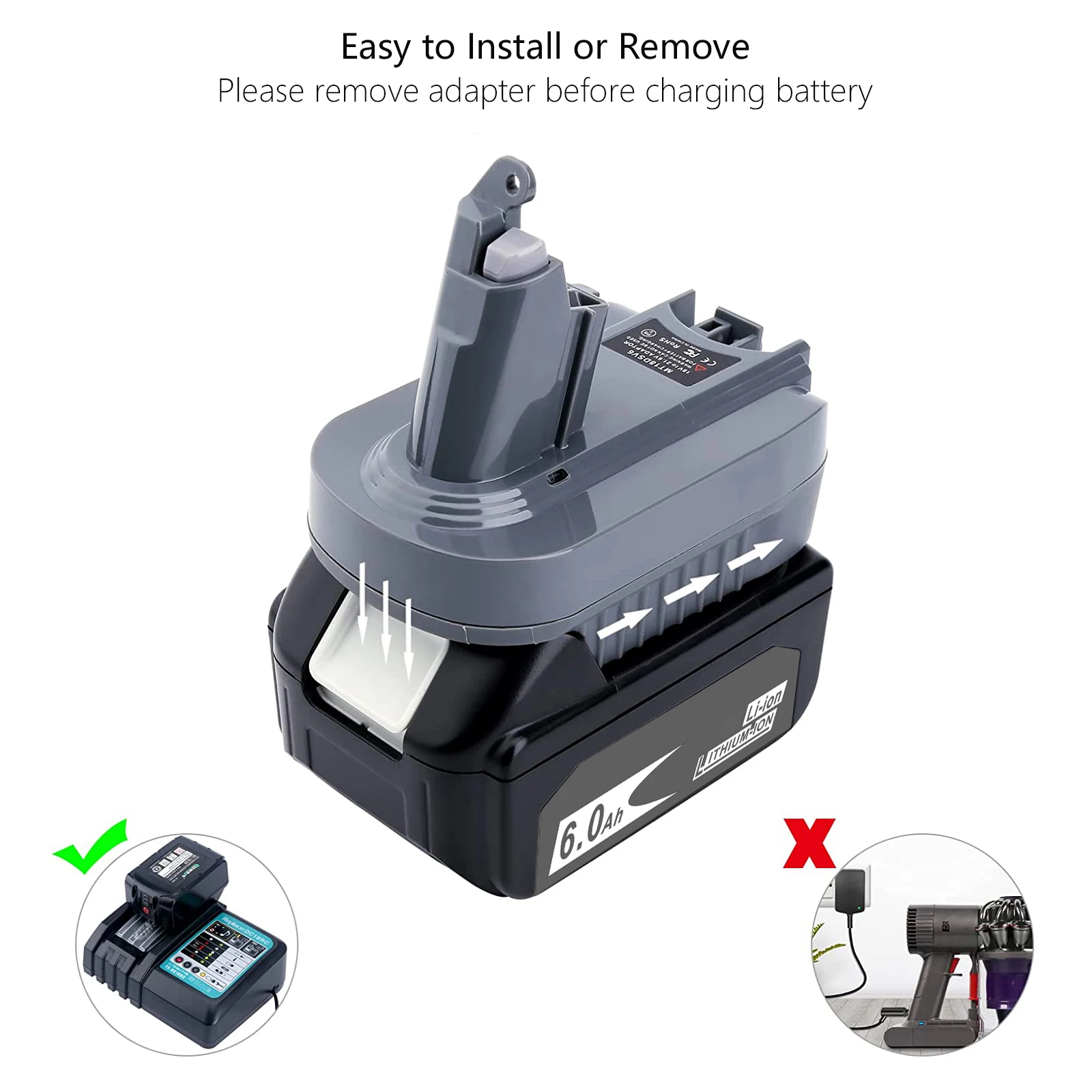 Makita 18V To Dyson V6, DC58 & DC59 Battery Converter / Adapter