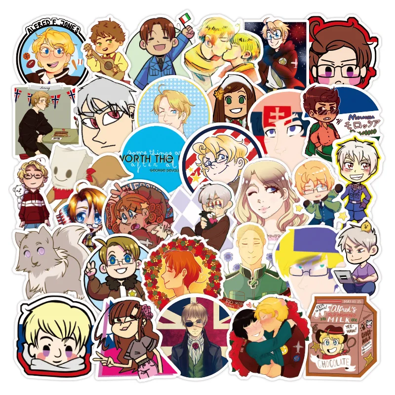 50 шт. аниме Hetalia граффити наклейки водонепроницаемые на чемодан для ноутбука