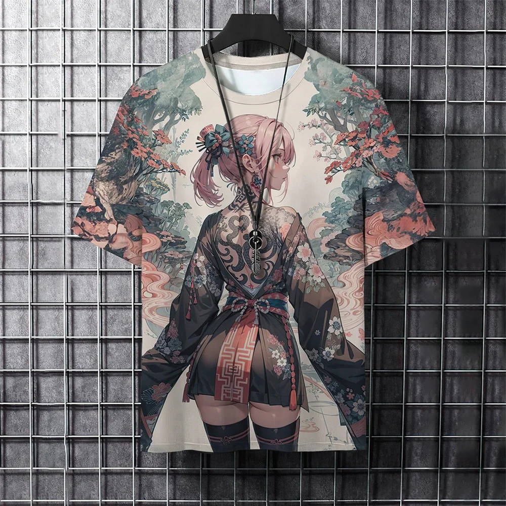 Mens Short Sleeve Oversized Anime T Shirt