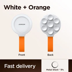 Joyroom Magnetic Suction Cup Phone Mount and Grip Stand Holder (White and Orange)