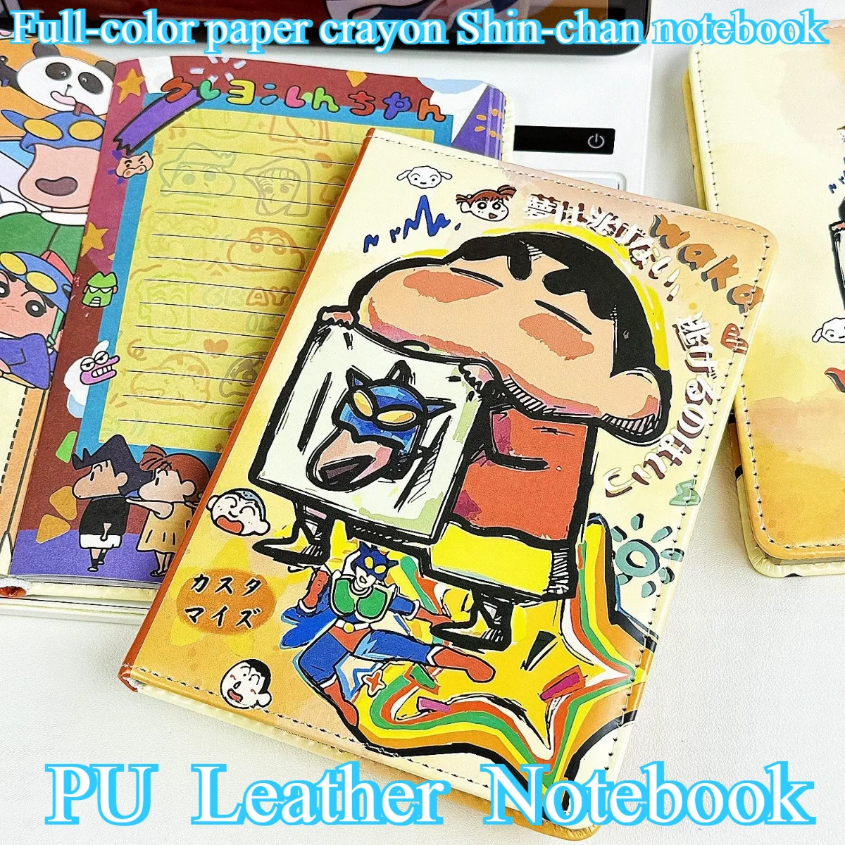 Deluxe Crayon Shin-chan A5 Leather Notebook – Full-Color Anime Design Diary Gift