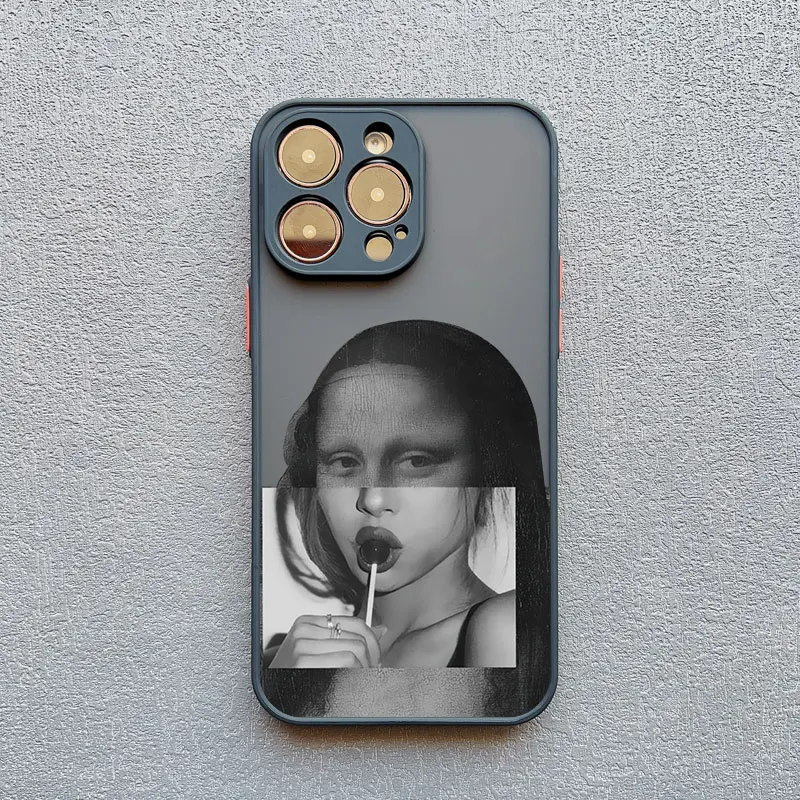 thumbnail image 1 of Art Aesthetic David Mona Lisa Phone Case For iPhone 11 14 Pro Max 13 12 15 Pro Max Mini XS X XR SE2 7 8 Plus Shockproof Covers, 1 of 5