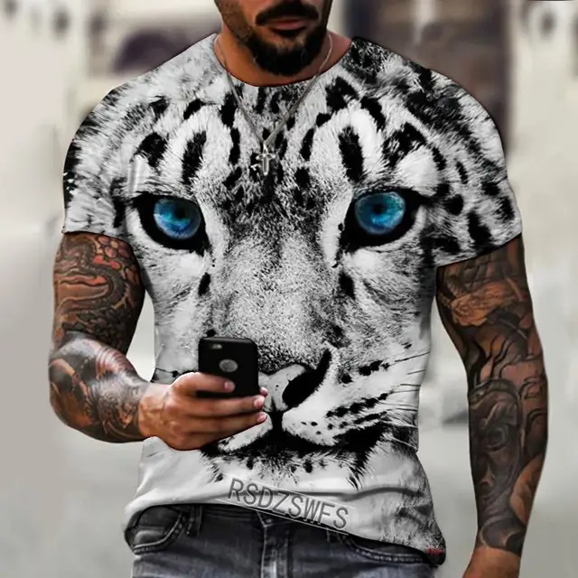 Men's Tiger Stripe T-shirt Animal Fur Pattern Shirt -  Israel