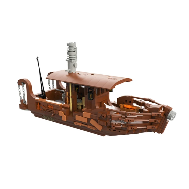 Adventure Wooden Boat Classic Movie Scene Building Blocks Action Figure Accessories Jungle Vessel Model Moc Bricks Children