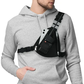 Borsa da petto per radio ricetrasmittente, marsupio per walkie-talkie, borsa da petto per escursioni, cantieri edili, arrampicata e sport