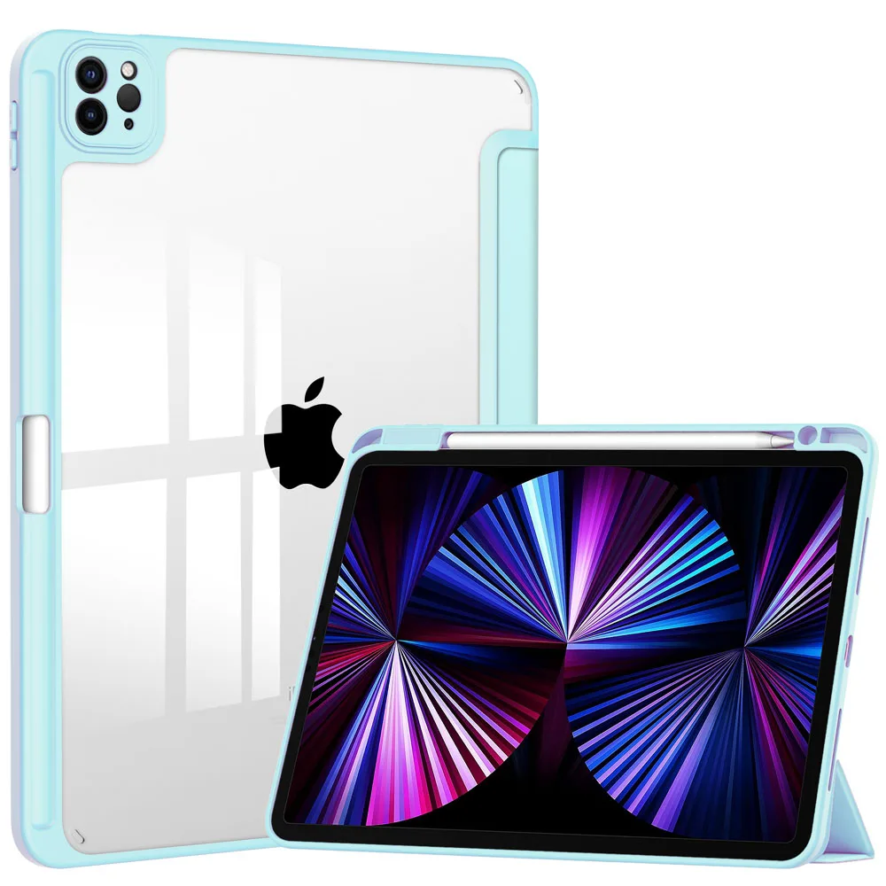 Premium Trifold Stand Back Shell Case with Pencil Holder