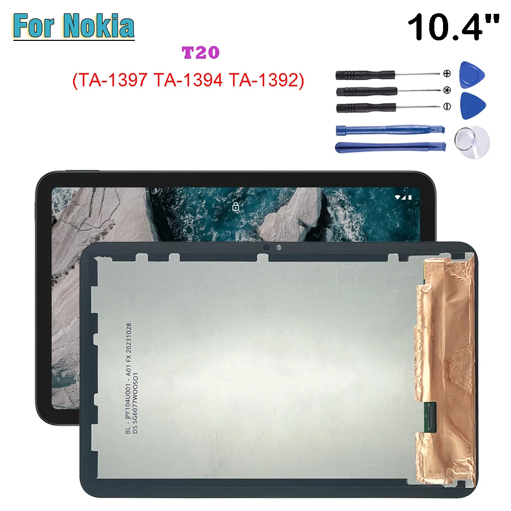 ЖК-дисплей 10,4 дюйма AAA + для Nokia T20 TA-1397 TA-1394 TA-1392, сенсорный экран, дигитайзер, стекло в сборе для ремонта жк дисплей 5 0 дюйма для nokia 3 n3 ta 1020 ta 1028 ta 1032 ta 1038 сенсорный экран с дигитайзером в сборе рамка для nokia n3 жк экран