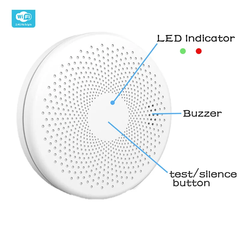 Tuya WIFI Carbon Monoxide Smoke Detector CO Gas Leak Sensor Fire Alarm 2 In 1 Home Security Protection House Smart Anti-fire
