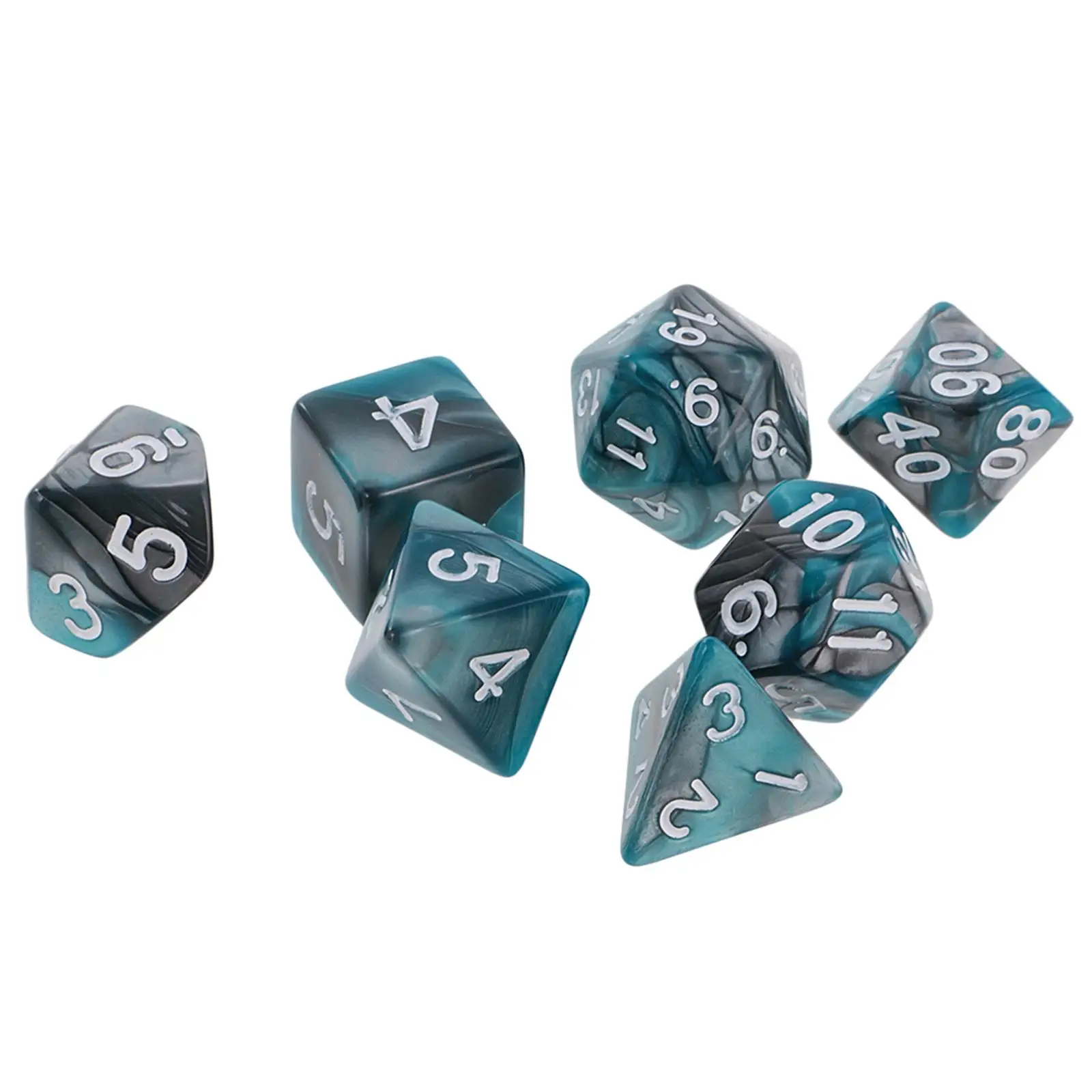 7-Die Polyhedral Dice Set Digital Double Color Dices D4-D20 for RPG Roleplaying Games Math Teaching Party Supplies