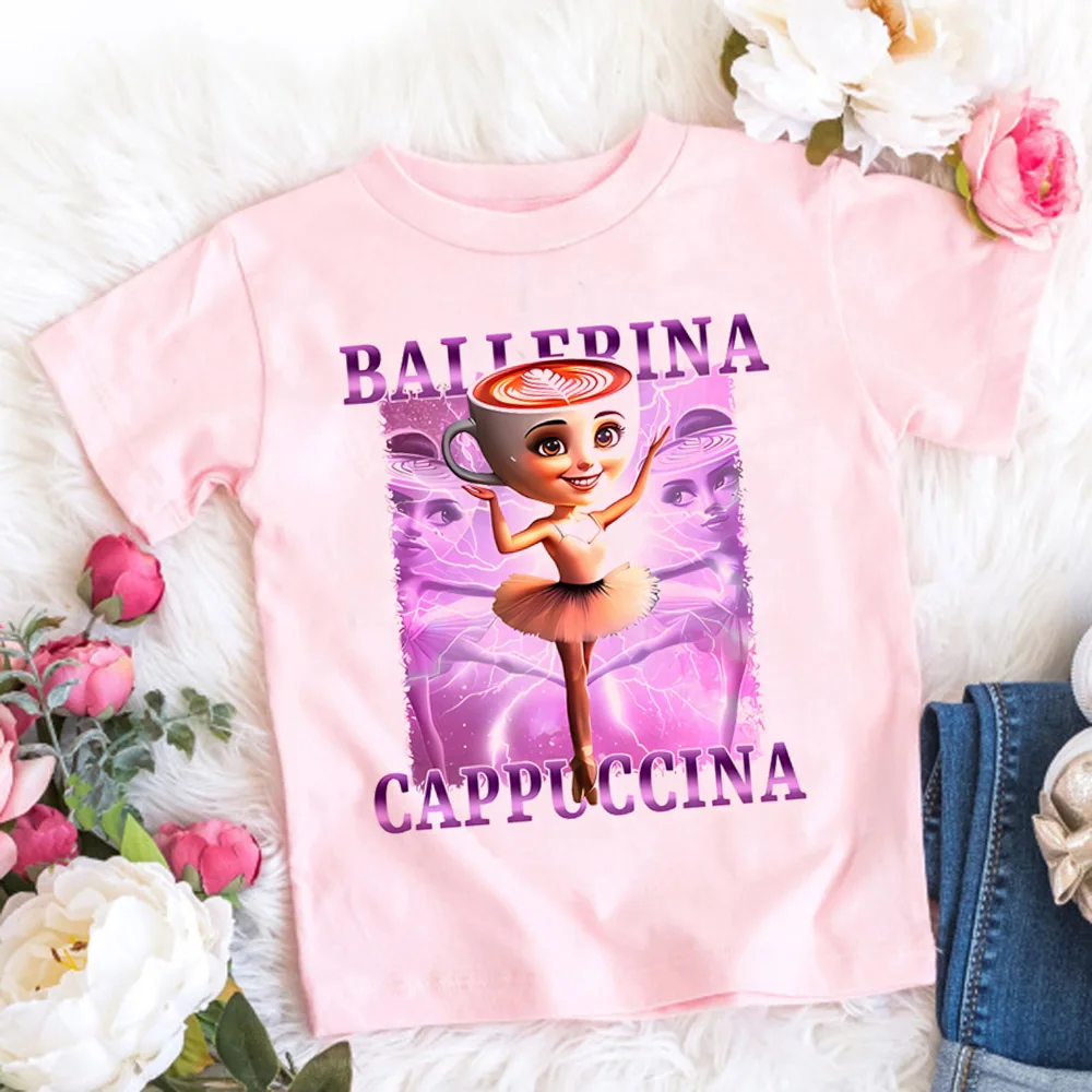 Children's Anime Cartoon Print Italian T-Shirt - Absorbent Casual Round Neck Top