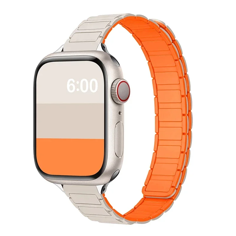 Women's Slim Silicone Magnetic Bracelet Watch Band with Strap