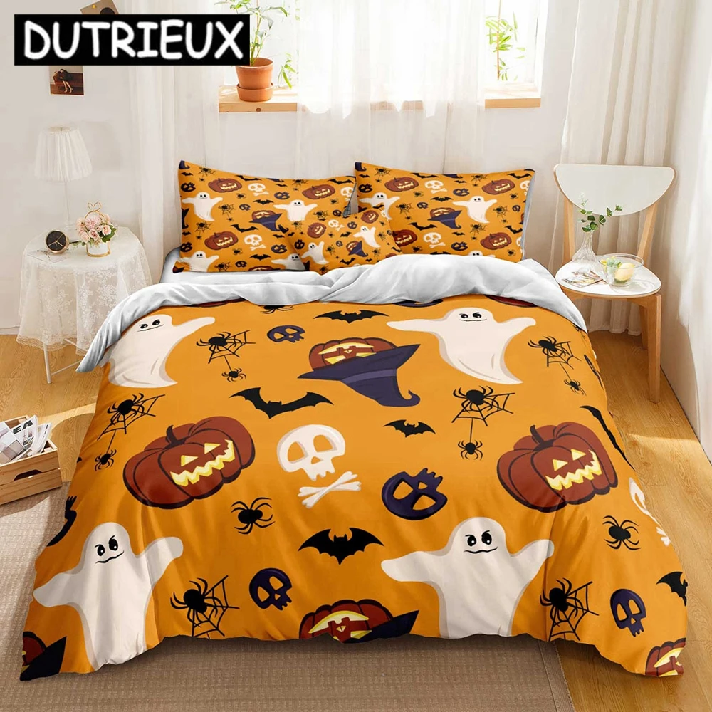 

Halloween Bedding Sets Cartoon Pumpkin Duvet Cover Set Modern Fashion Home Textiles Floral Bed Linen For Dropshipping