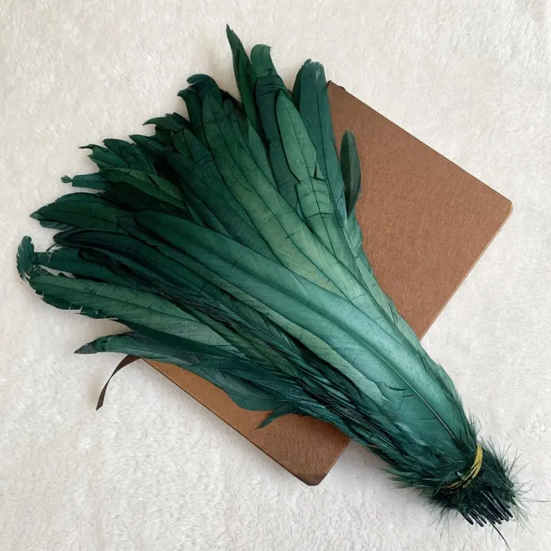 Rooster Feathers 100pcs 25-45cm Natural Blackish Green Beige DIY Cock Clothing Jewelry Accessories Party