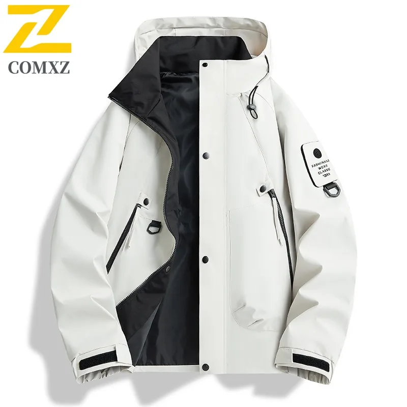 COMXZ Men Winter Jacket Premium Hooded Outdoor Mountaineering Thick Warm Parka Leisure Everyday Style Lightweight Windbreaker