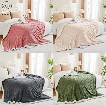 Sherpa Fleece Cable Jacquard Throw Blanket 1