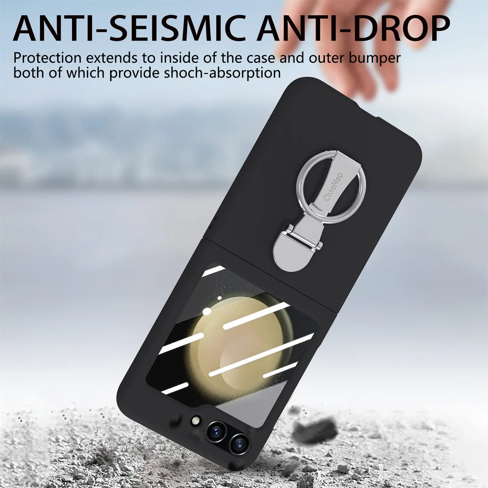 Ultra-thin Shell Film Integrated Anti-drop Shell For Samsung Galaxy Z Flip 5 Multi-functional Hardware Ring Bracket Phone Case
