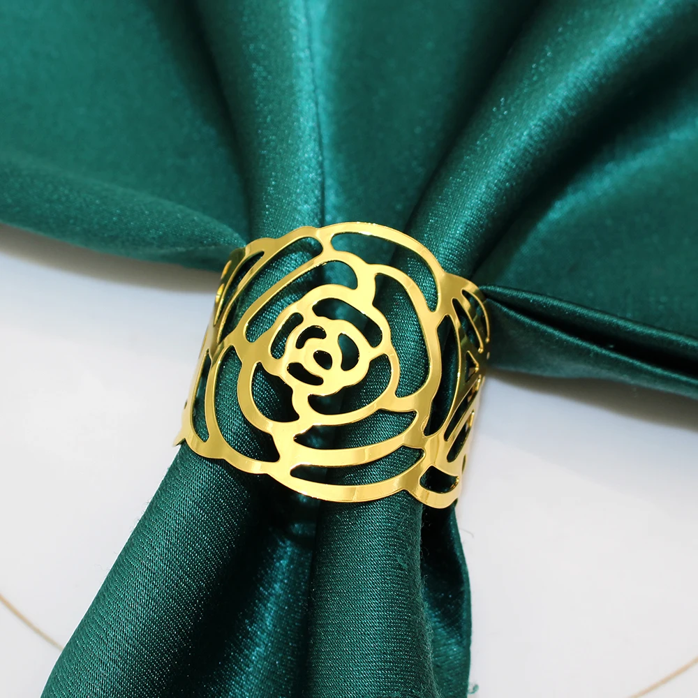 Christmas napkin holder Napkin ring 6Pcs Gold Fashion simple Metal serviette buckles for Xmas wedding party table decoration