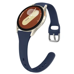 Sleek 20mm Thin Silicone Watch Band Strap for Watch 7 40mm 44mm (Navy Blue)