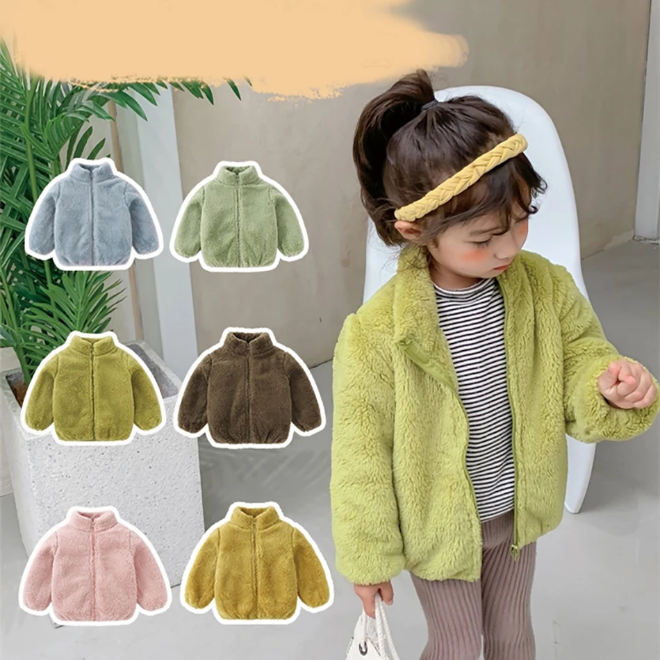 Girls winter coat boys school hooded jacket Children Plush Coats Fleece Lining Unisex Outerwear Boys Girls All Seasons