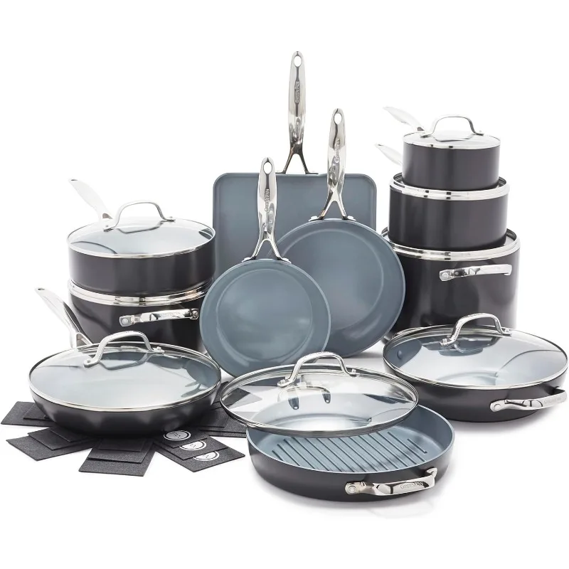 

Valencia Pro Hard Anodized Healthy Ceramic Nonstick Cookware Pots & Pans Set,Griddle, Saute & Sauce Pans