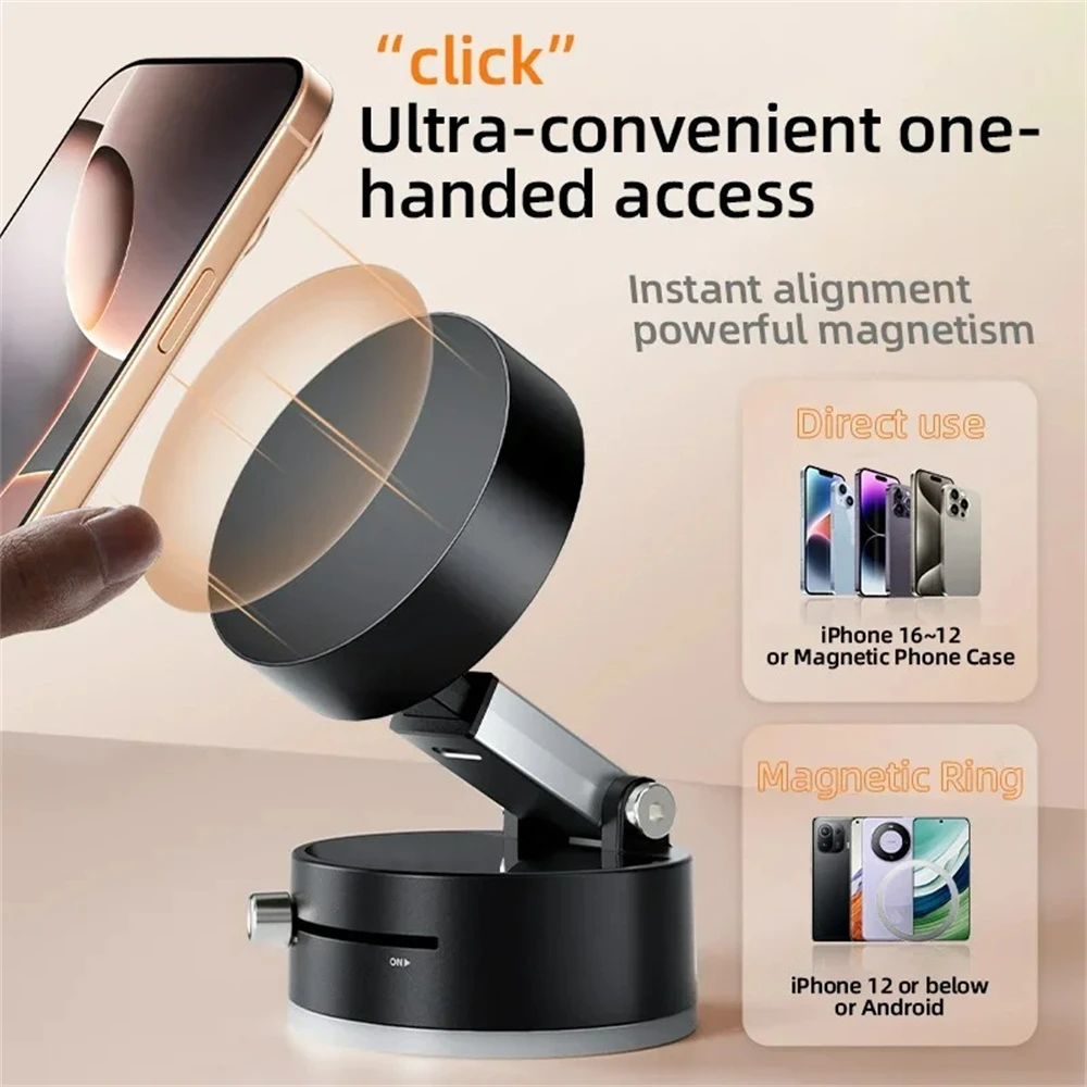 Mobile Phone Vacuum Suction Cup Holder Foldable Desk Stand for iPhone Android Kitchen Lazy Vacuum Double Sided Magnetic Bracket 3