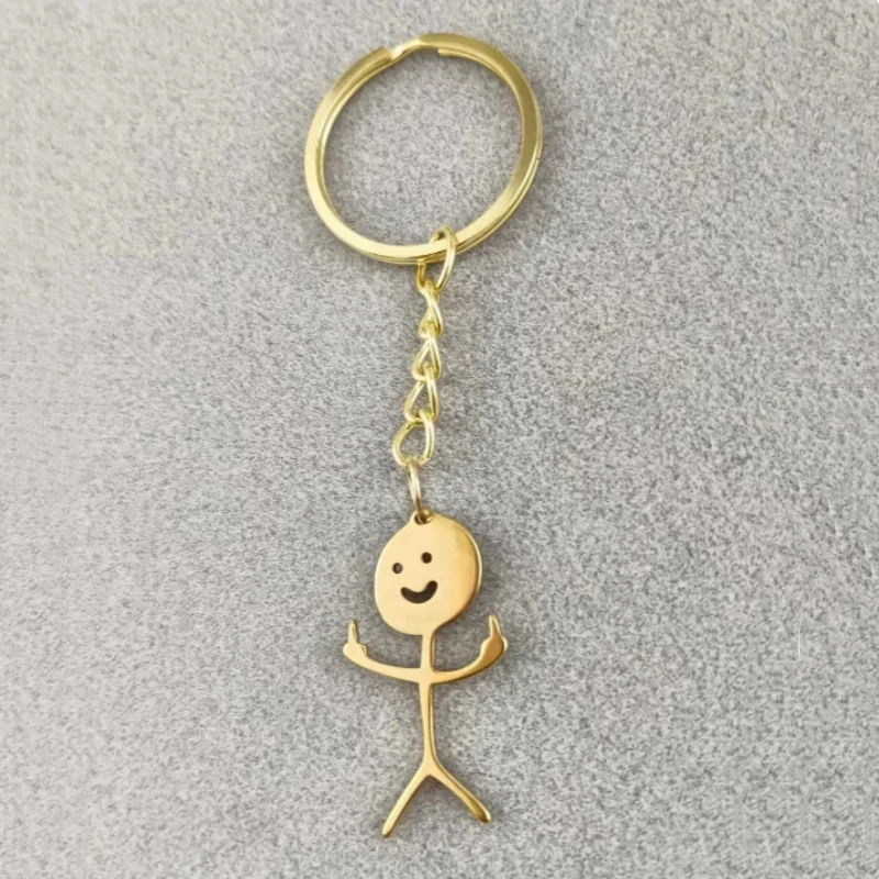 Stainless Steel Hip Hop Funny Doodle Pendant Keychain for Girls Car Key Chains Phone Chain Buckle Jewelry Accessories Gift