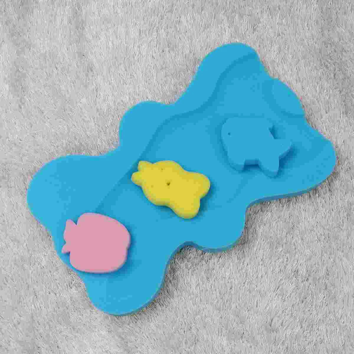 

Sponge Bath Mat Non- Bath Sponge CushionAnti- skid Bathtub Infant Bath Pad Newborn for Care ( Blue )