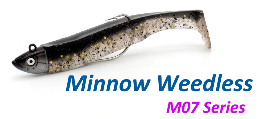 Kraut Minnow 7cm Weichen Köder mit 6,5g Jig Kopf M07 Angeln Lockt für Bass Rock Angeln Haken wie schwarz Minnow Shad Schwanz – Detail 2