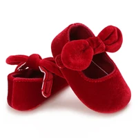 Chaussures en velours rouge pour nouveau-né fille de 0 à 18 mois, chaussures de princesse de noël pour bébé fille de 0 à 18 mois, avec nœud pour les premiers pas 3