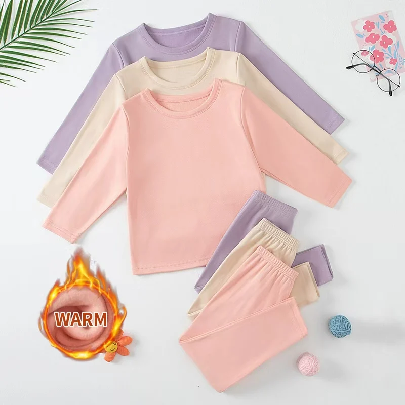 Children's Autumn And Winter Round Neck Warm Casual Suit 2piece Set For Boys And Girls Comfortable Sports Home Base Shirt Set