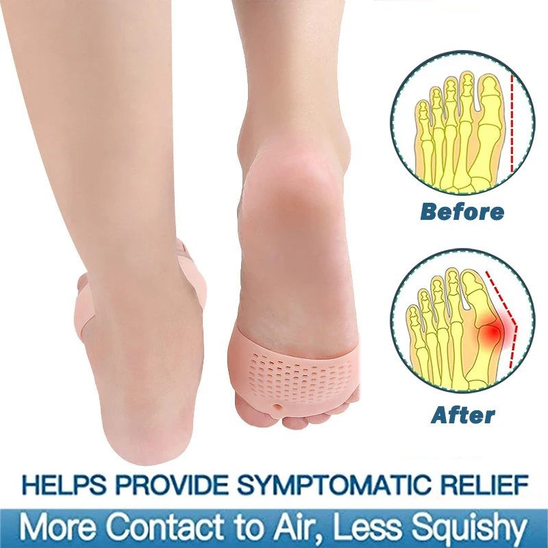 Pexmen 2Pcs Metatarsal Pads Gel Toe Separators Bunion Corrector Cushion Toe Spacers Ball of Foot Cushions for Men and Women