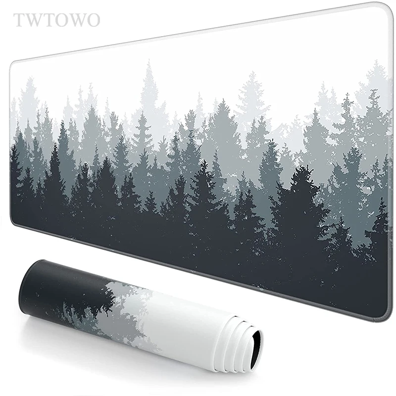 Borracha Natural Anti-slip Mouse Pad Tapete de Jogo Grande Árvores da Floresta Cinzenta Mouse Pad Teclado Computador Xxl xl Novo