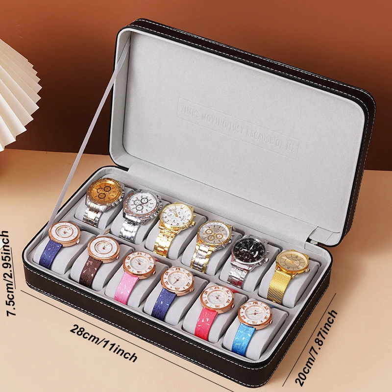 Travel Watch Organizer | Portable Leather Watch Case with Zipper Closure, Lightweight 2... - SKU PLWC1730 - UGI Packaging