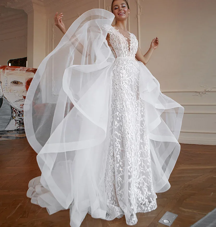detachable skirt Detachable Train wedding skirt tulle size