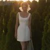 Elegant Short Wedding Dress Women 2025 Open Back Spaghetti Straps Square Collar Simple Bridal Gown Vestidos De Noiva Customized 1