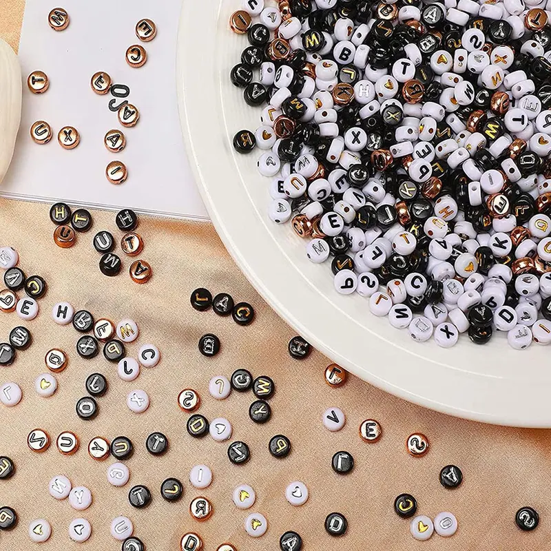 700pcs 7 Colors Round Letter Beads Acrylic Alphabet Number