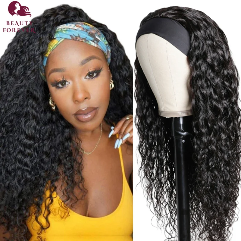 Beautyforever Headband Wigs Human Hair Body Water Wave Headband Human Hair Wigs Curly for Women Beginner Friendly