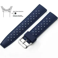 Tropical Silicone Quick Release Watch Band - Vibrant Rubber Strap - 18mm (Blue 1)
