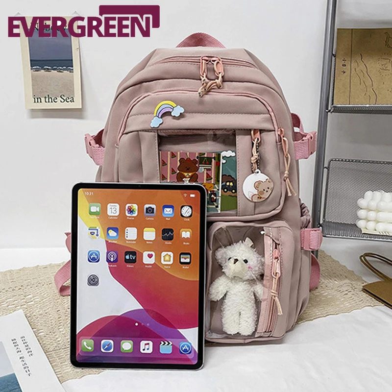 Student backpack Lightweight and large capacity casual and fresh, cute multi-pocket multi-color and high-value