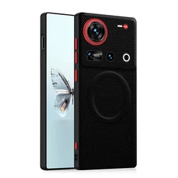 Magnetic Ring Red Circle Lens Protection Slim Case Cover for ZTE nubia Z70 Ultra (Black)