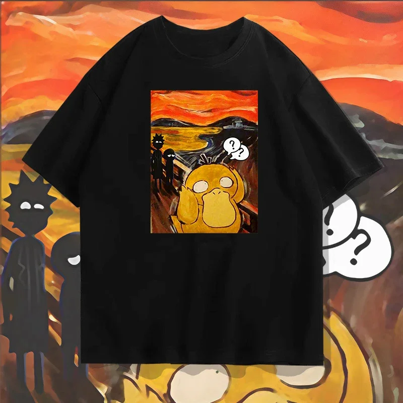 

Y2k Clothes Japanese Anime T-shirt Harajuku Men's Clothing Black White Tops Short Sleeves Women's Streetwear New Summer Outfits